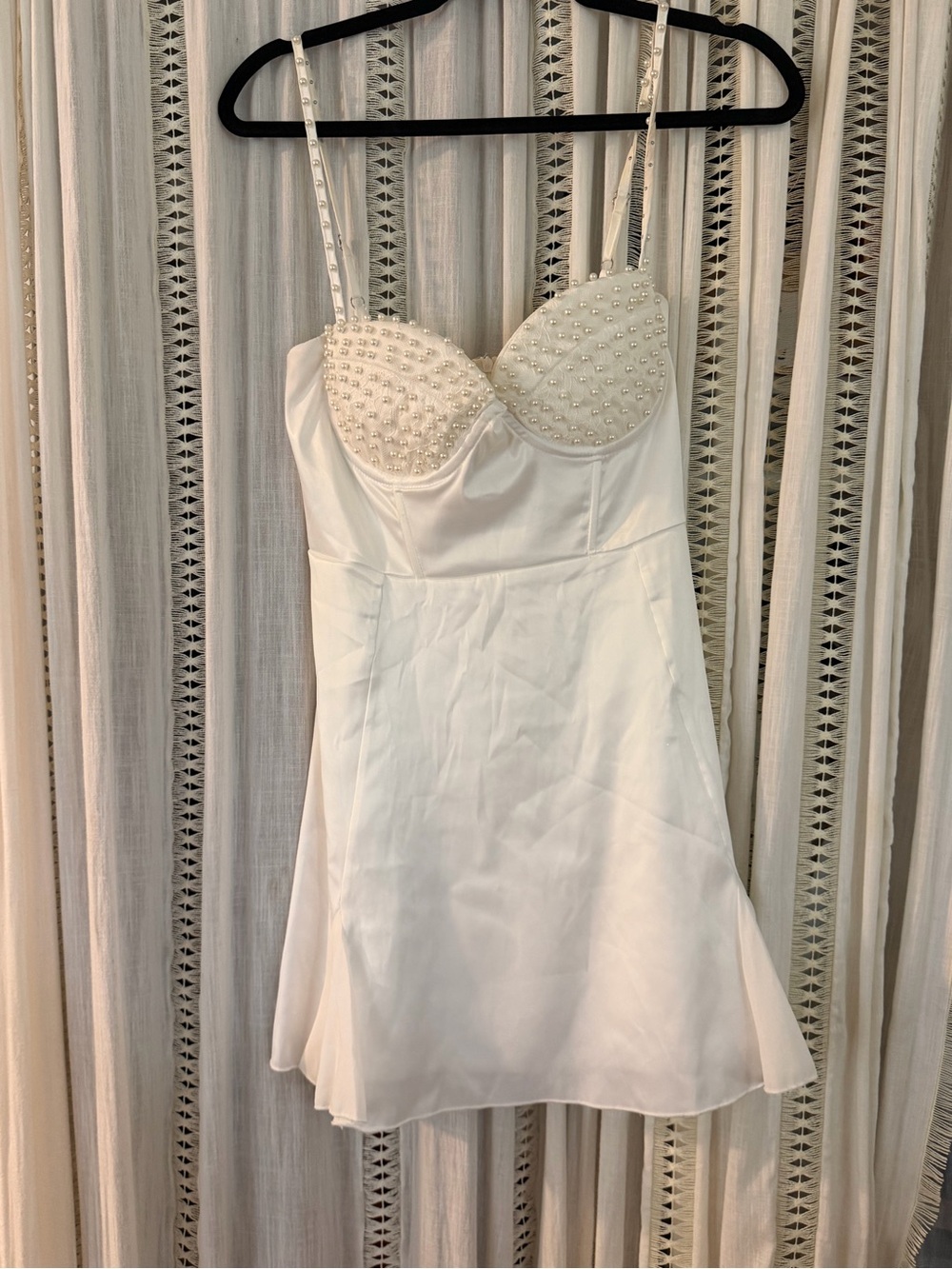 Beaded Bustier White Mini Slip Dress